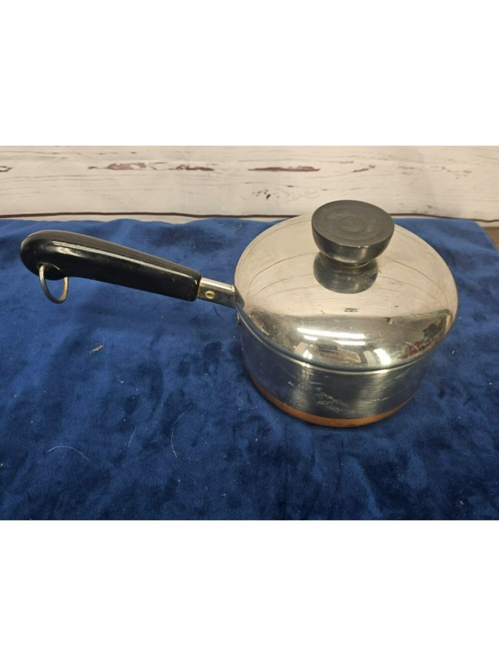 Vintage Revere Ware Copper Bottom Saucepan With Lid 3/4 Qt Stainless Steel Black